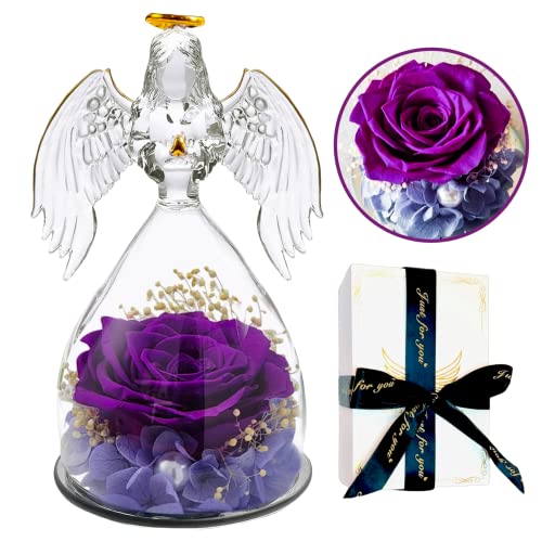 Angel Rose Figurines Angel Gifts for Women, Preserved Real Rose Glass Angel  Gifts for Her Grandma Mom, Angels Figurines Guardian Unique Gifts