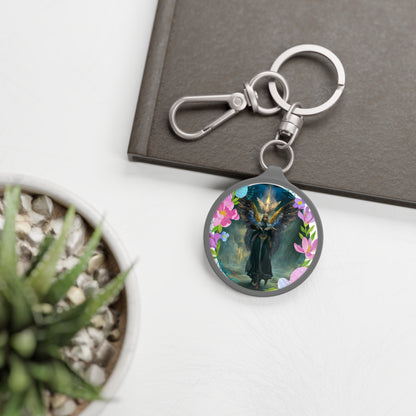 Elevate Your Style with Divine Presence: Guardian Angel Omael Custom Keyring - Angelic Thrones: Your Gateway to the Angelic Realms