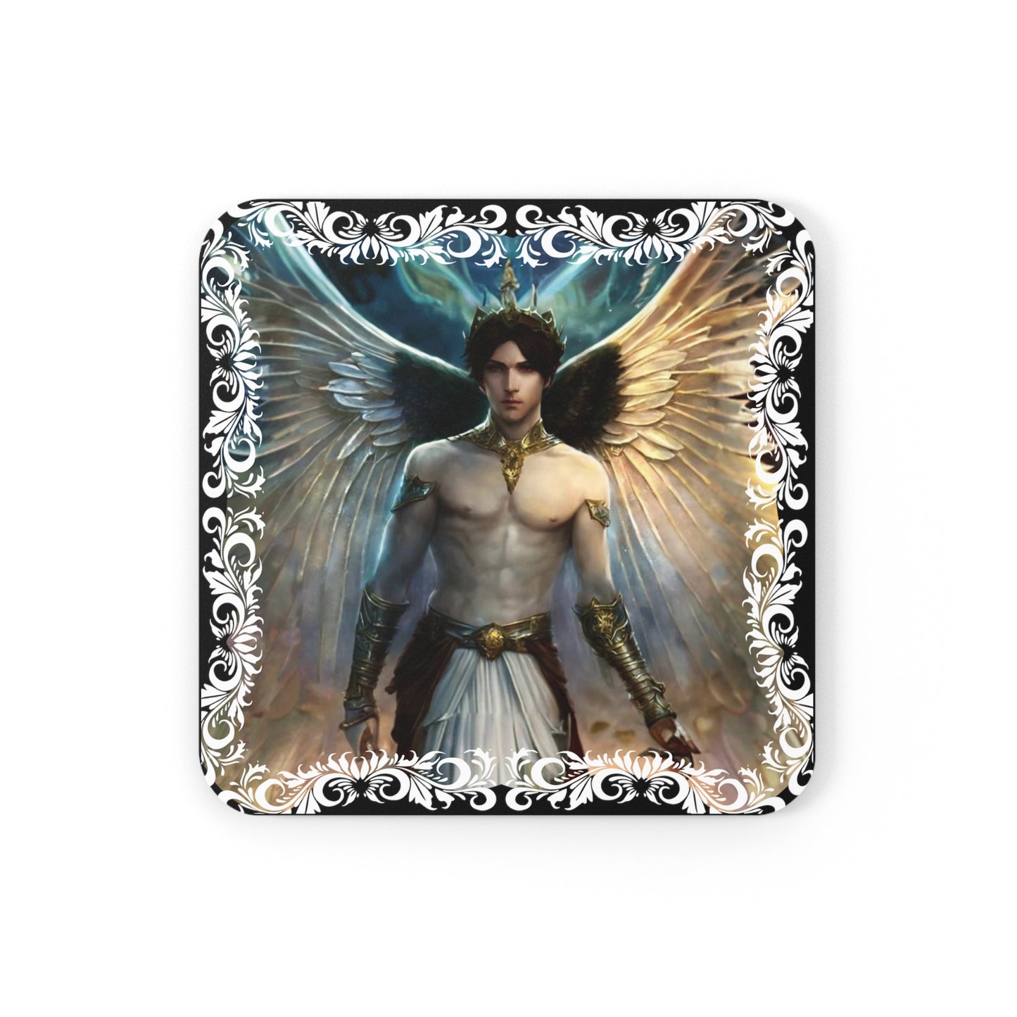 Angel's Embrace: Archangel Michael Coaster Set - Transcendence in Every Sip - Angelic Thrones: Your Gateway to the Angelic Realms