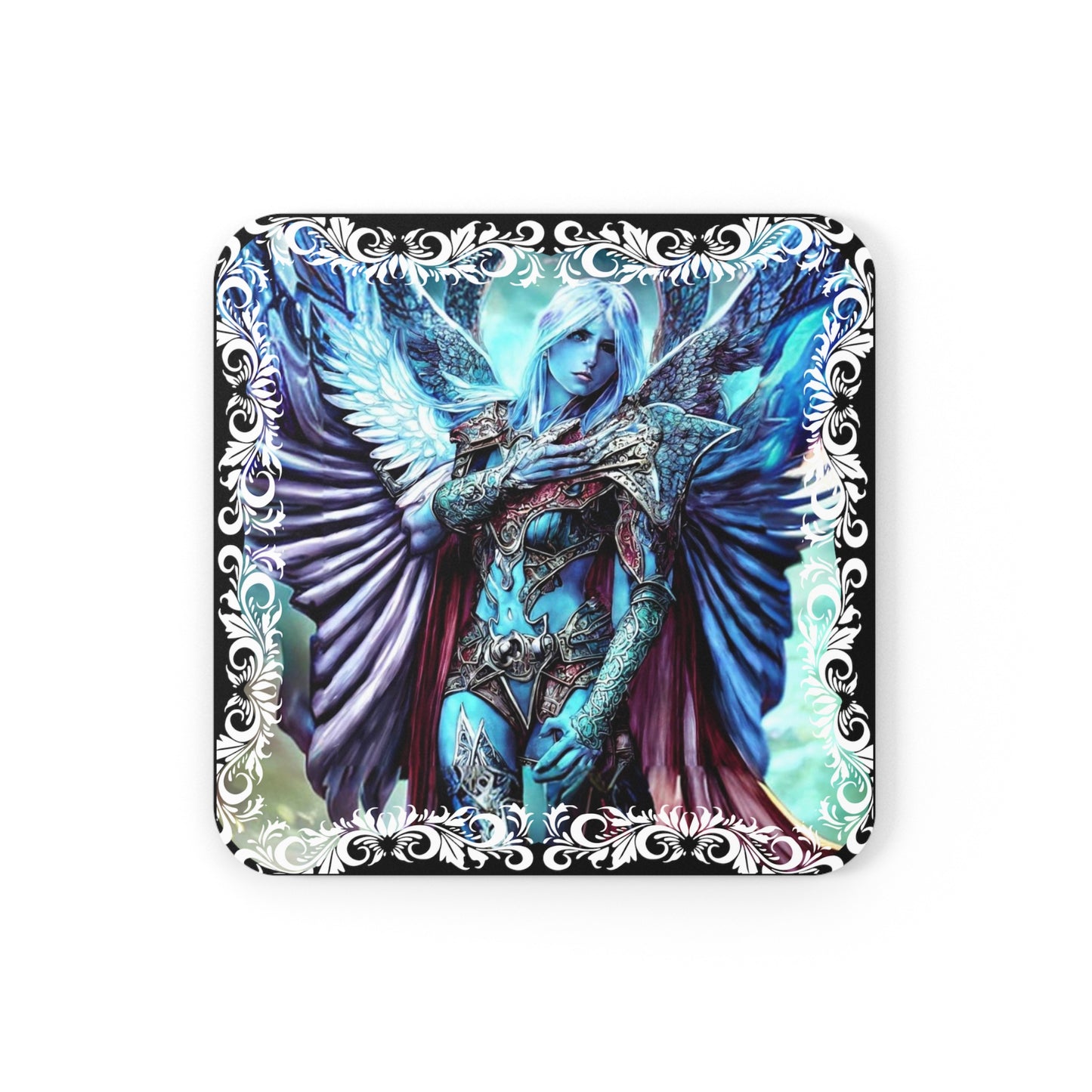 Whispers of the Divine: Journey into Spiritual Depths with Raziel Corkwood Coasters - Angelic Thrones: Your Gateway to the Angelic Realms