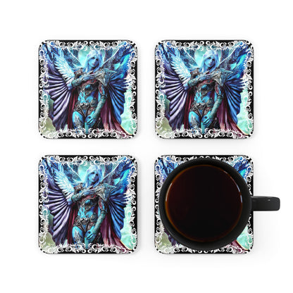 Whispers of the Divine: Journey into Spiritual Depths with Raziel Corkwood Coasters - Angelic Thrones: Your Gateway to the Angelic Realms