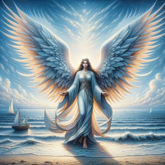 Ontdek de goddelijke schoonheid van Angel Damabiah: boeiend kunstwerk voor je ziel