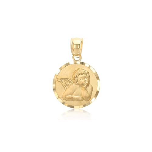 Ciondolo con angelo custode in oro 14K - Un ciondolo a forma di cherubino per l'illuminazione e la grazia