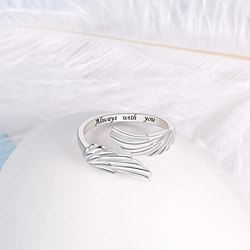 Sterling Silver Feather Angel Wings Ring