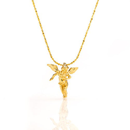 Guardian Angel Pendant Necklace Charm in 24K Gold Plating