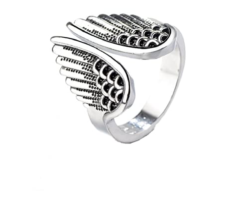 Vintage srebrny pierścionek ze skrzydłem anioła