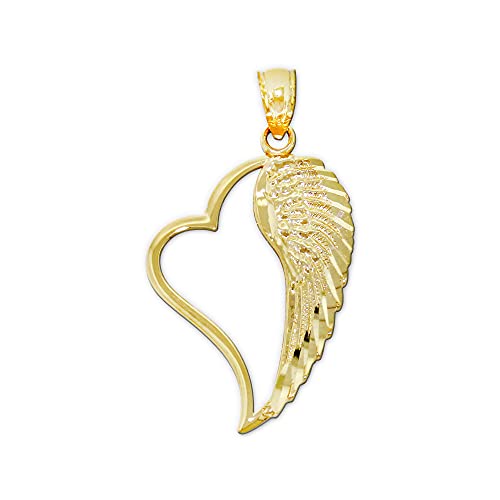 Elegance of the Gold Angel Wing Inside Heart Charm