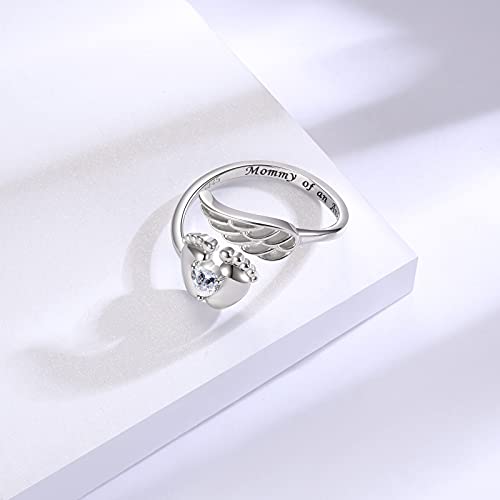 Sterling Silver Angel Memory Ring for Mothers - A Tribute to Lost Angels