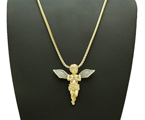 Sparkled Micro Baby Angel Cherub Pendant Necklace