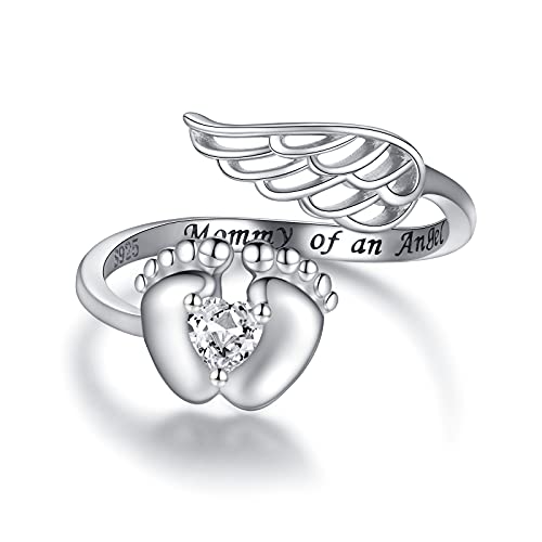 Sterling Silver Angel Memory Ring for Mothers - A Tribute to Lost Angels