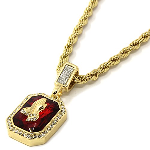 Men's Gold Angel & P Ruby Bundle Set with pendant