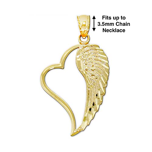 Elegance of the Gold Angel Wing Inside Heart Charm