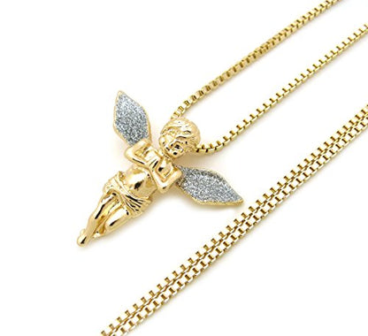 Sparkled Micro Baby Angel Cherub Pendant Necklace