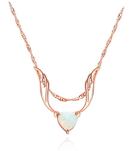 Rosévergoldete Schutzengel-Halskette mit Opal