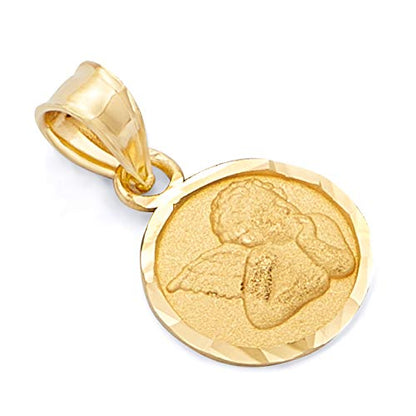 Exquisite 14k REAL Yellow Gold Religious Angel Charm Pendant