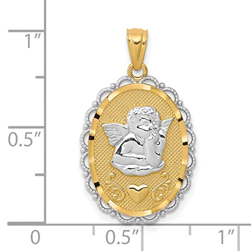 Two Tone Gold Guardian Angel Pendant Charm