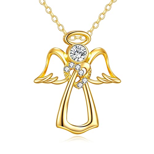 14-karätige Engel-Halskette aus Gelbgold