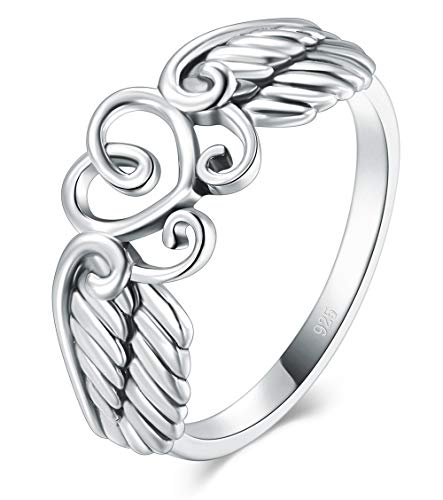 Embrace Elegance with the Silver Angel Wings Heart Ring