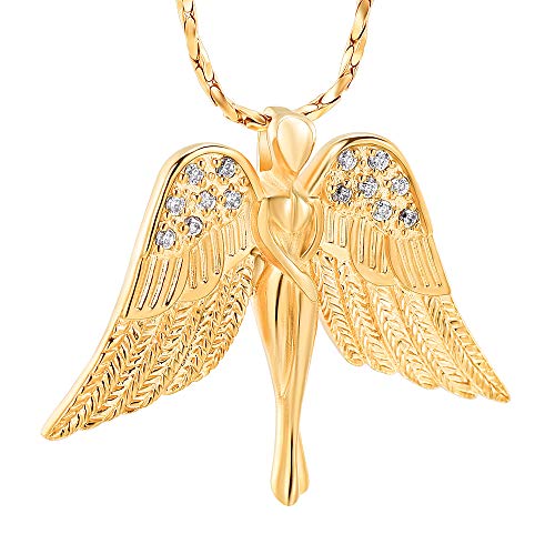 Exquisite Cremation Jewelry with Angel Lady Charm Locket in Gold
