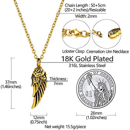 Gold Plated Angel Wing Urn Necklace