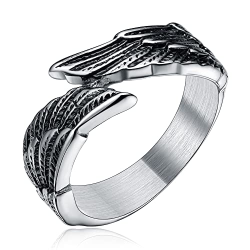 Antique Feather Angel Wing Stainless Steel Ring