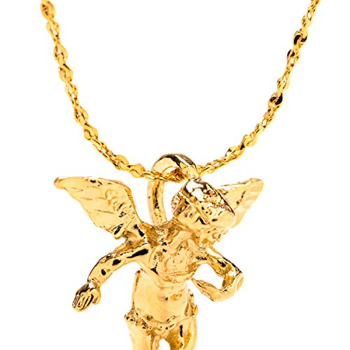 Guardian Angel Pendant Necklace Charm in 24K Gold Plating