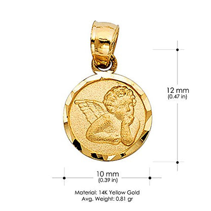 14K Gold Guardian Angel Pendant - A Cherub Charm for Enlightenment and Grace