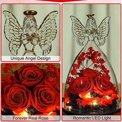 Exquisite Glass Angel Figurine with Three Roses